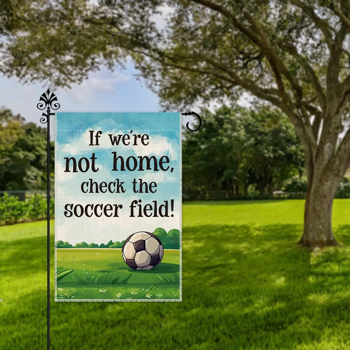 Фото Флаг для сада Hafhue If We Are Not Home Check The Ball Field, 12 x 18 дюймов, двусторонний, в стиле фермерского дома, для праздников, двора, сада, газона, от EEZ №2