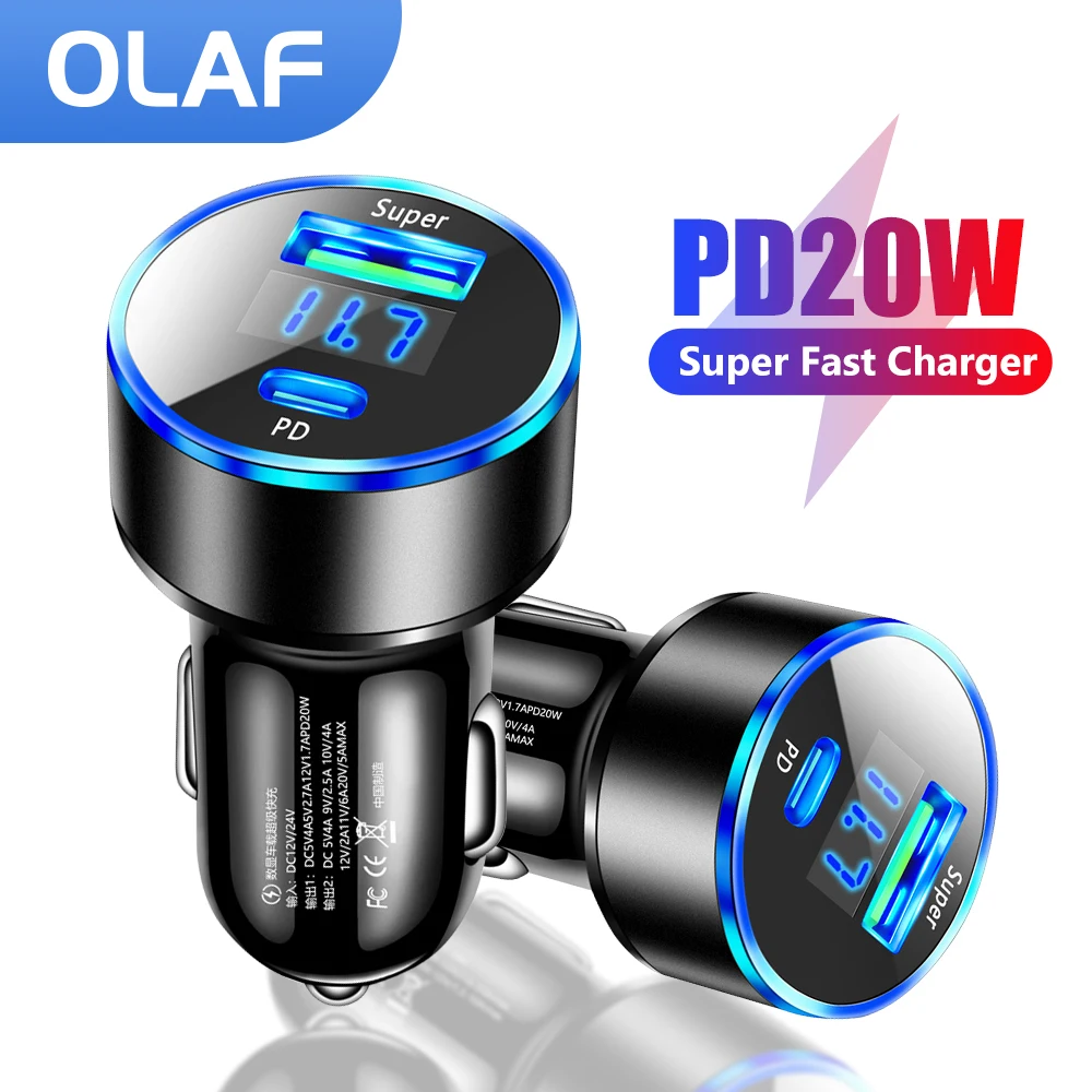 

Car Charger 20W PD Fast Charging QC3.0 Car Phone Adapter For iPhone 13 12 Xiaomi Huawei Samsung S21 S22 Oneplus Cellphone Charge