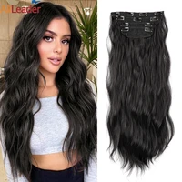11 clips gorgeous thick synthetic fiber hair extension 4pcs clip in hair extensions fake long natural body wavy hairpiece 200g