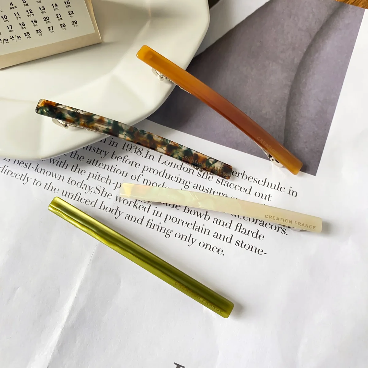 Французский минималистичный и универсальный зажим для волос из уксусной кислоты