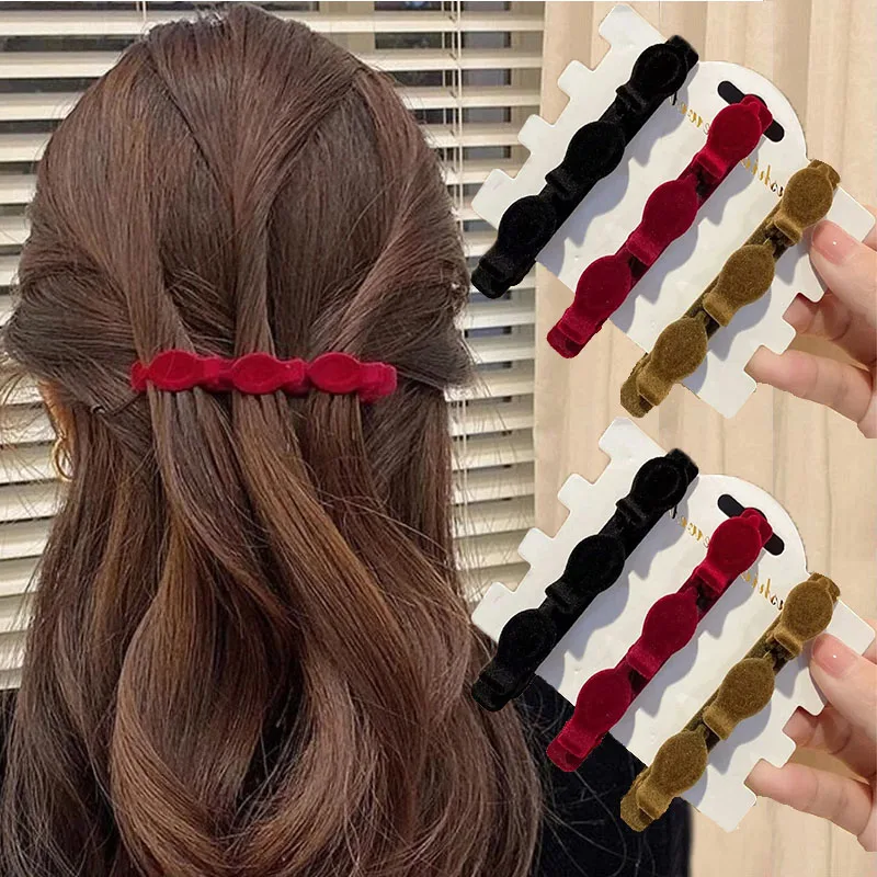 

Flocking Side Bangs Duckbill Hairpin Ladies Cute Hair Clips Personality Solid Color Fashion Headwear Hair Accessories