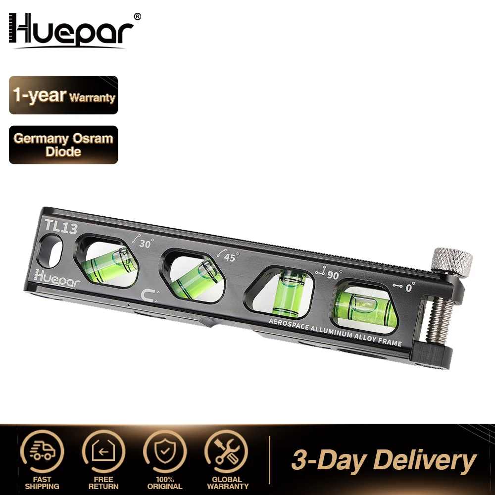 

Магнитный Инклинометр Huepar, Инклинометр с 4 пузырьками, спиртовой уровень, измерительные инструменты с V-образным пазом и магнитным датчиком угла наклона