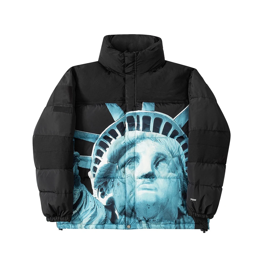 

Winter America Brand Face Parkas Joint Statue Of Liberty Casual Men's Thick Hooded Coat Warm Down Puffer Jackets