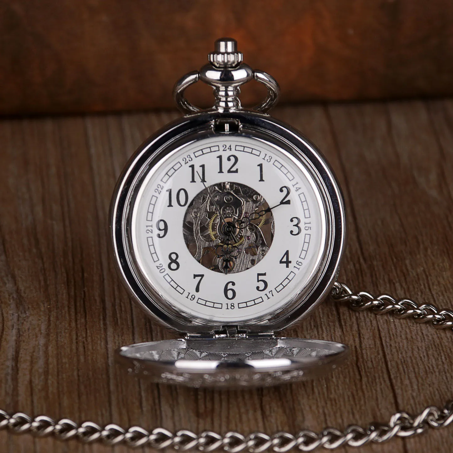 Vintage Mechanical Flip Pocket Watch Arabic Numerals Display With Chain Pendant Gift For Men Ladies Universal