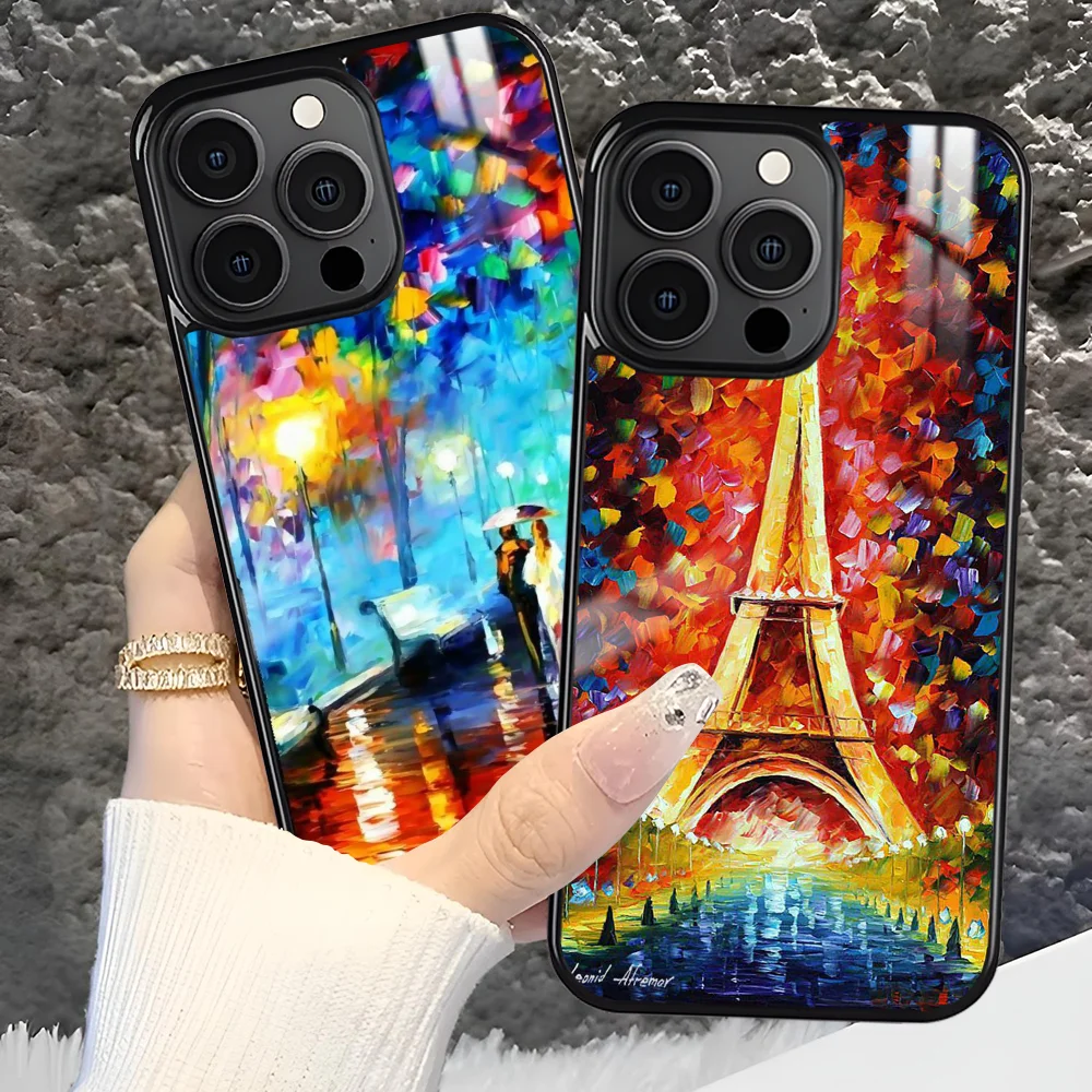 Чехол для телефона L-Leonid Afremov с масляной живописью iPhone 16 15 14 13 12 11 Pro Xs Max Mini Plus