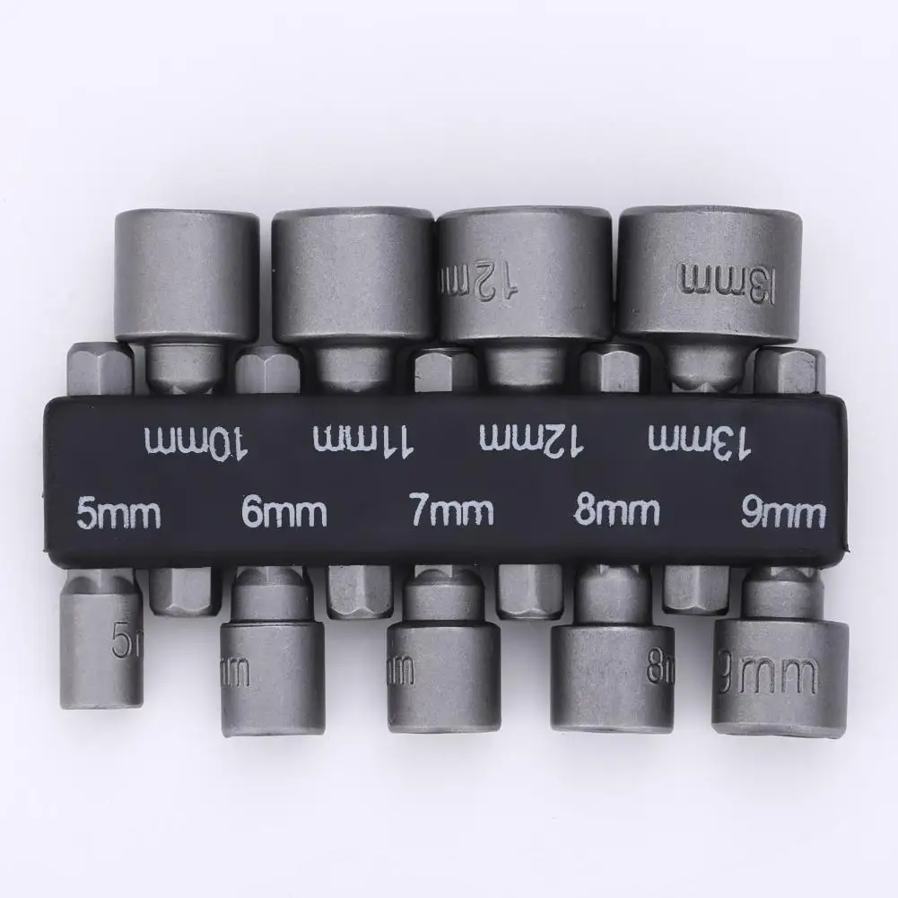 

9pcs 5mm-13mm Hexagon Socket Sleeve Nut Driver Set Drill Bit Adapter for Electric Screwdriver Hexagonal Shank Hex Nut Socket