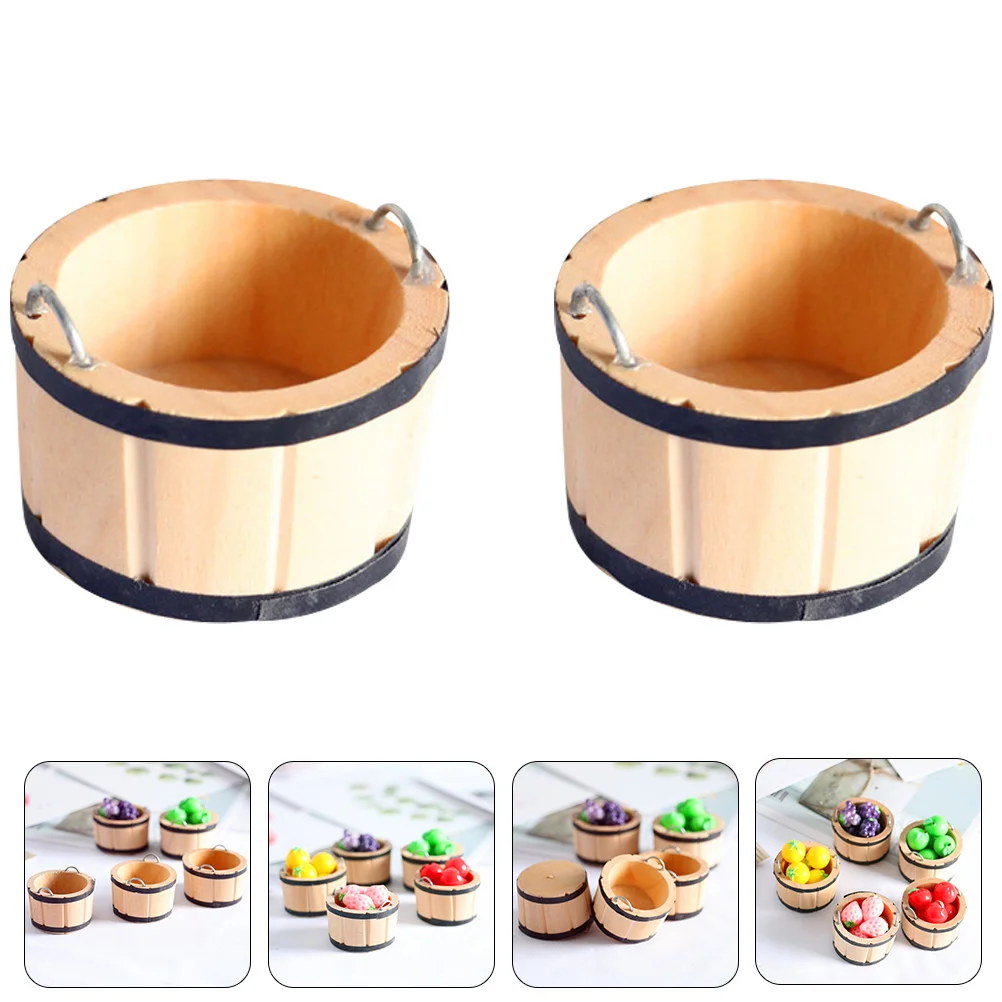 2 шт. цвет бревна деревянная бочка миниатюрные ведра украшение дома