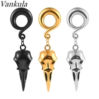 vankula 2pcs stainless steel dangle bird beak skull ear weight plugs tunnel ear gauges expander extender piercing body jewelry