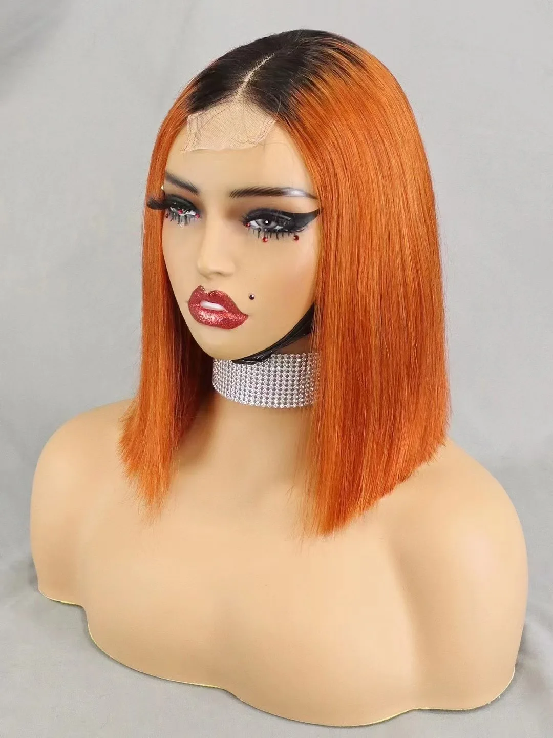 Бесклеевые парики из натуральных волос Боб плотность 350% короткие для чернокожих