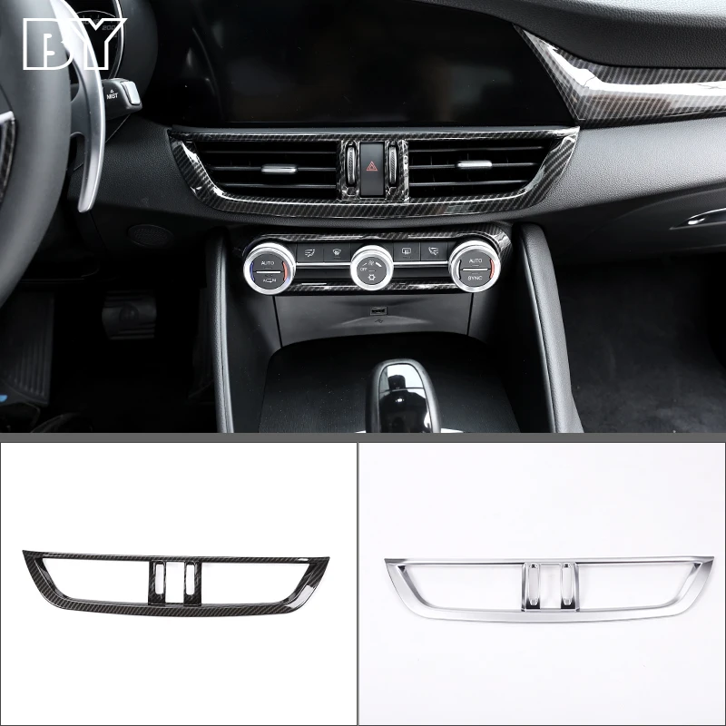 

For Alfa Romeo Giulia 2017-2020 Car Accessories Carbon Fiber Interior Center Console Air Conditioning Vent Frame Trim
