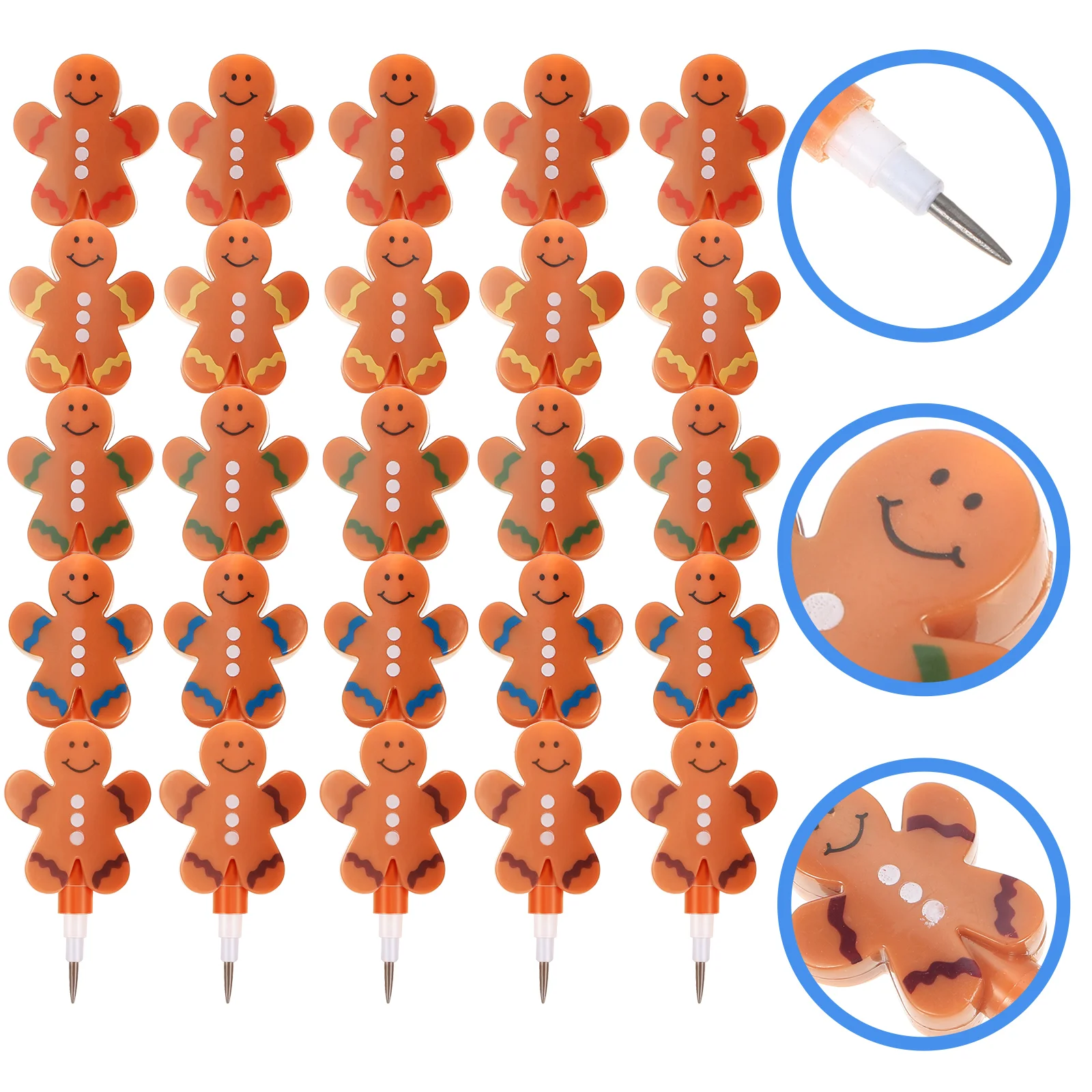 

12 Pcs Gingerbread Man School Party Favors Plastic Stackable Kids Gifts Kids Students Writing Non Sharpening Pupils