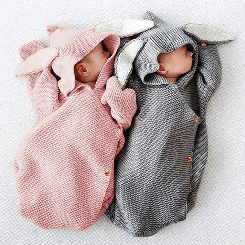 Cartoon Rabbit Baby Winter Warm Sleeping Bags Button Kint Swaddle Wrap Blanket Infant Stroller Sleeping Bag Baby Envelope
