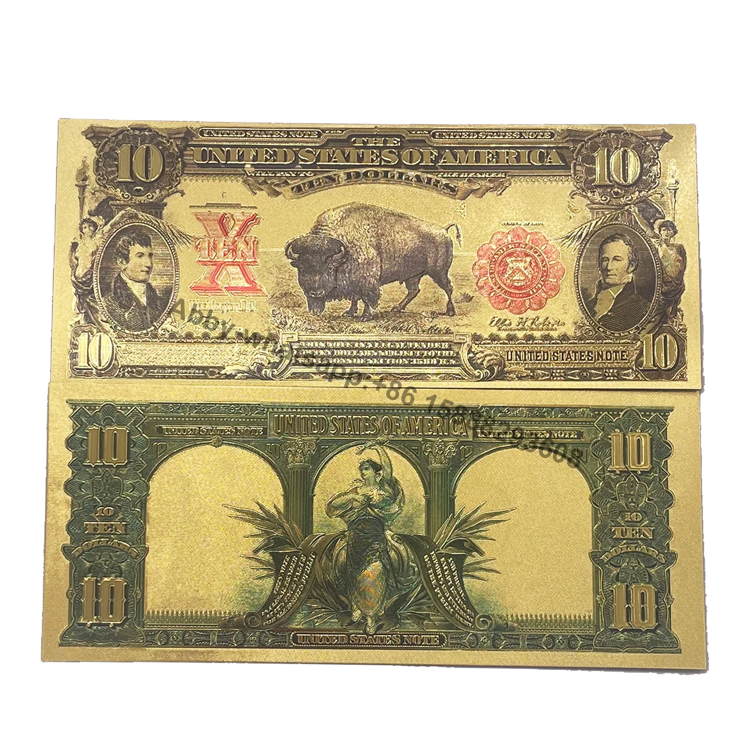 Банкноты US bison buffalo с покрытием 24-каратным золотом 10 долларов США для сувенира и коллекции в подарок