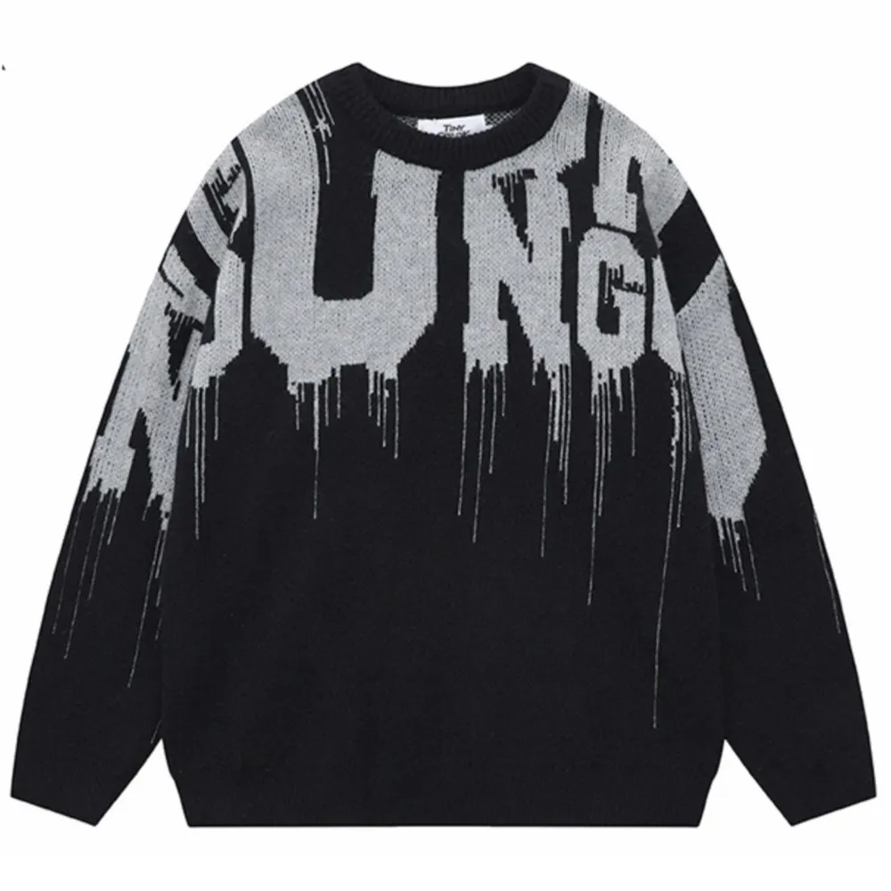 

Свитер 2023, винтажный вязаный уличный свитер в стиле панк и готика Y2K, мужской свитер, женский модный пуловер в стиле Харадзюку