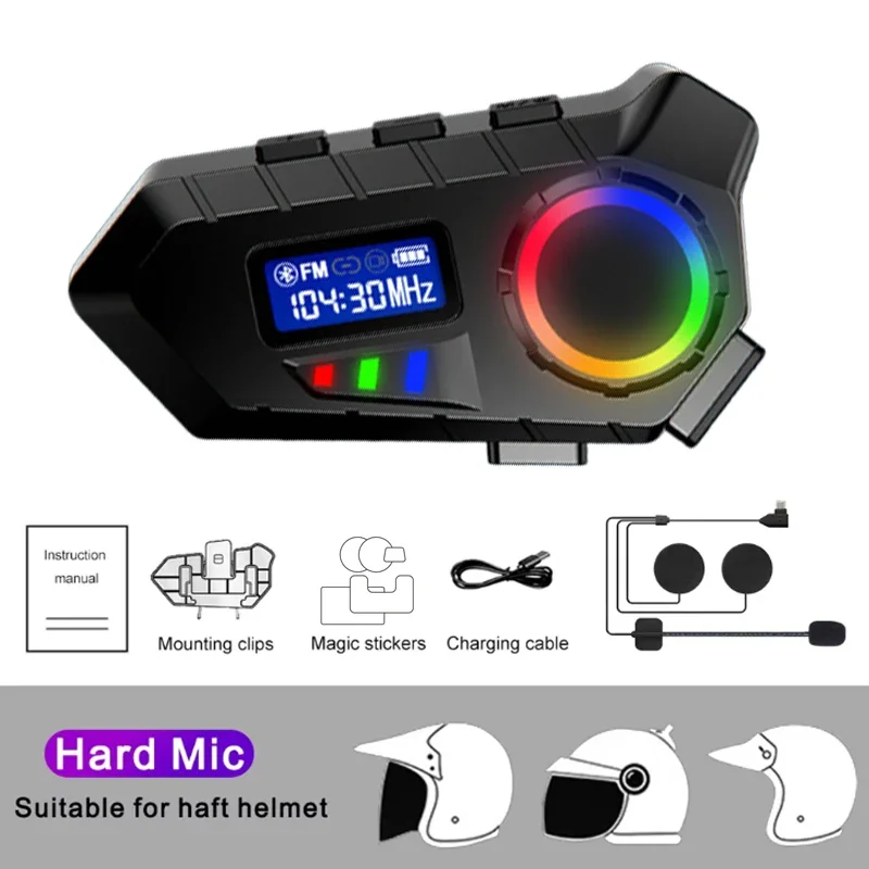 

Мотоциклетная Гарнитура KEBIDUMEI С Bluetooth 5.4, Водонепроницаемая, С Функцией Интеркома, Музыкальным Плеером