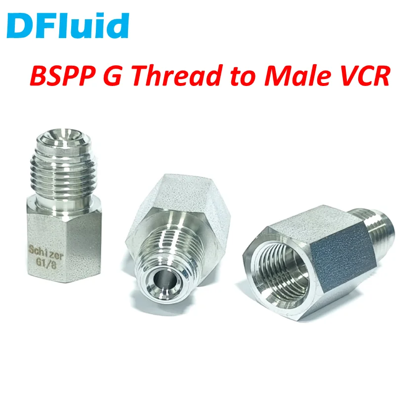 Male VCR to Female BSPP G Thread Adapter VCR Fitting Stainless Steel 316 Face Seal Fitting 1/8 1/4 3/8 1/2 inch replace Swagelok