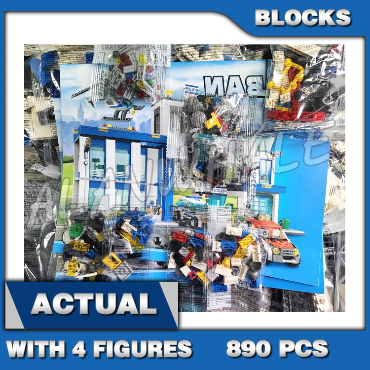 

890pcs City Cop Station Control Tower Garage Car Helicopter Motorbike 10424 Building Blocks Set Bricks Compatible with Model