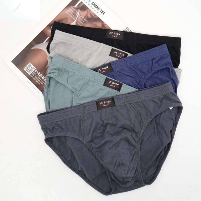 5 pieces of men's cotton underwear men's breathable briefs medium waist large fat man underwear