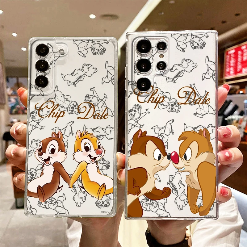 

Chip 'n' Dale Anime Transparent Phone Case For Samsung S23 S22 S21 S20 FE Ultra Pro Lite S10 S10E S9 S8 Plus 5G