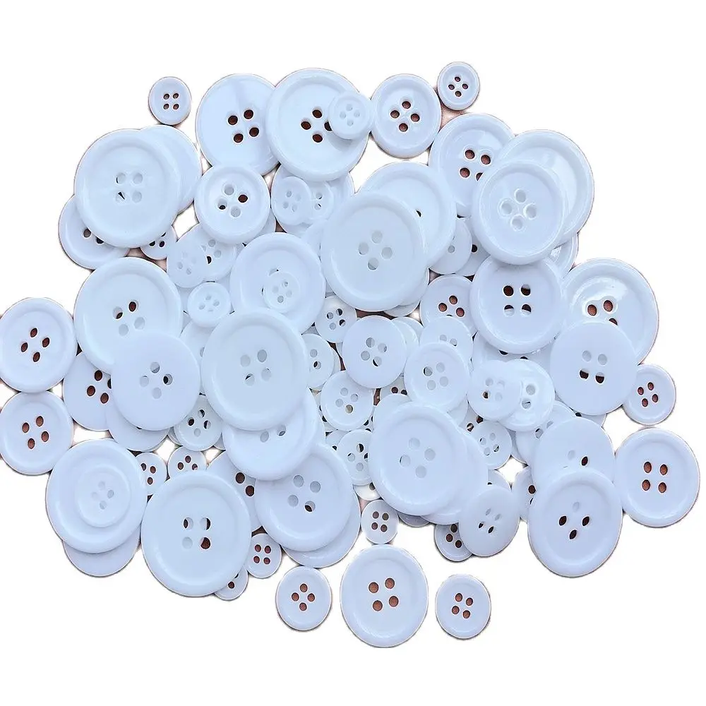 

HL 9/10/11/12/15/18/20/22/25mm 4 Holes White Plastic Shirt Buttons DIY Crafts Garment Sewing Accessories