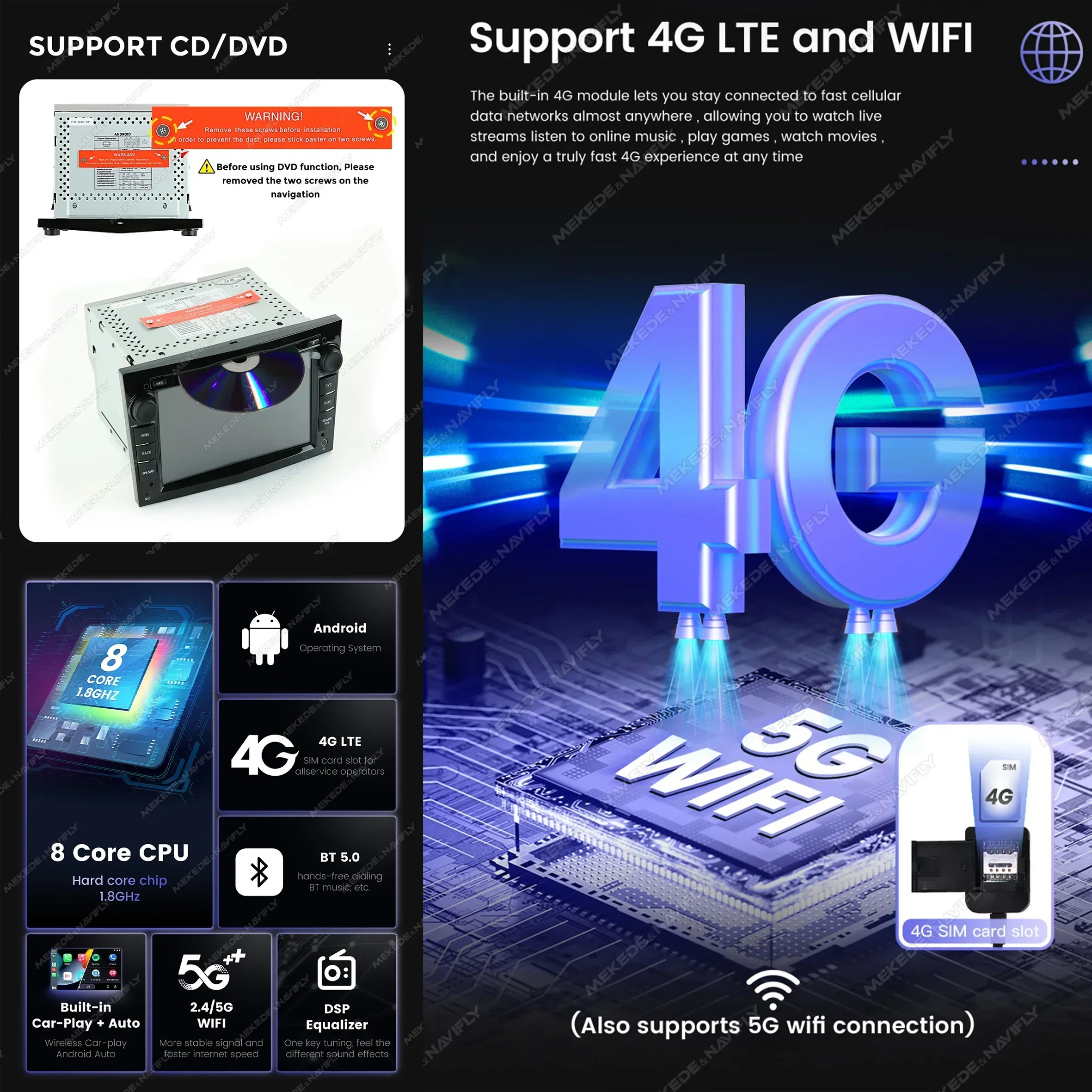 Автомагнитола MEKEDE 2 Din DVD-плеер на Android с HD экраном 8 дюймов для Volkswagen Skoda Octavia Golf 5 6