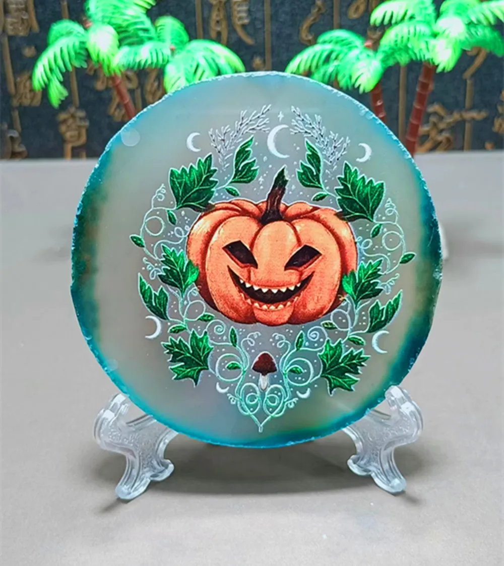 

Natural agate stone stone stone inlay landscape cartoon pattern home decoration energy treatment beautify the soul ++ send stent