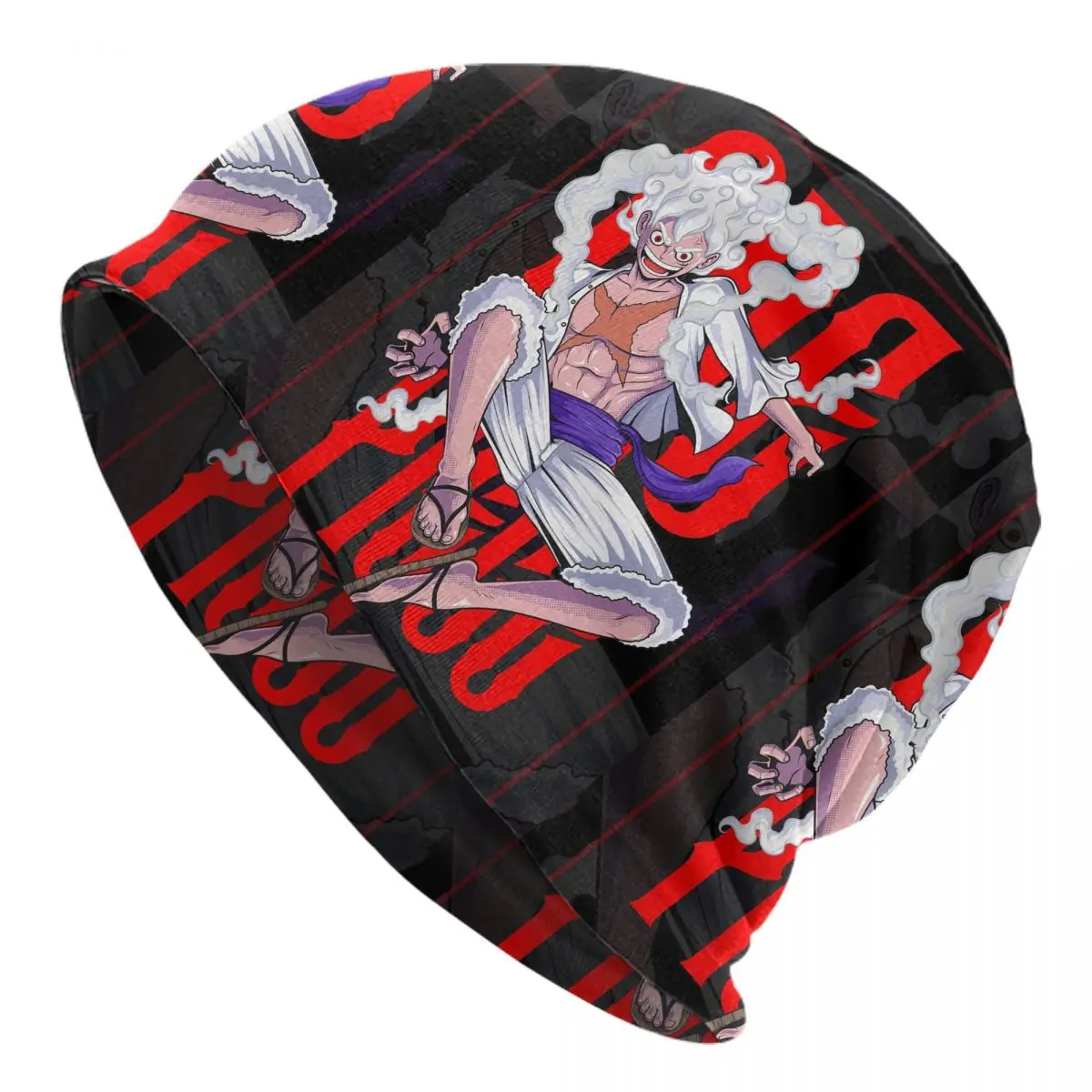 

Men One Piece Gear 5 Luffy Winter Hats Graphic Print Skullies Beanies Luffy's Gomu Gomu no Mi Gear Five Female Skullies Caps