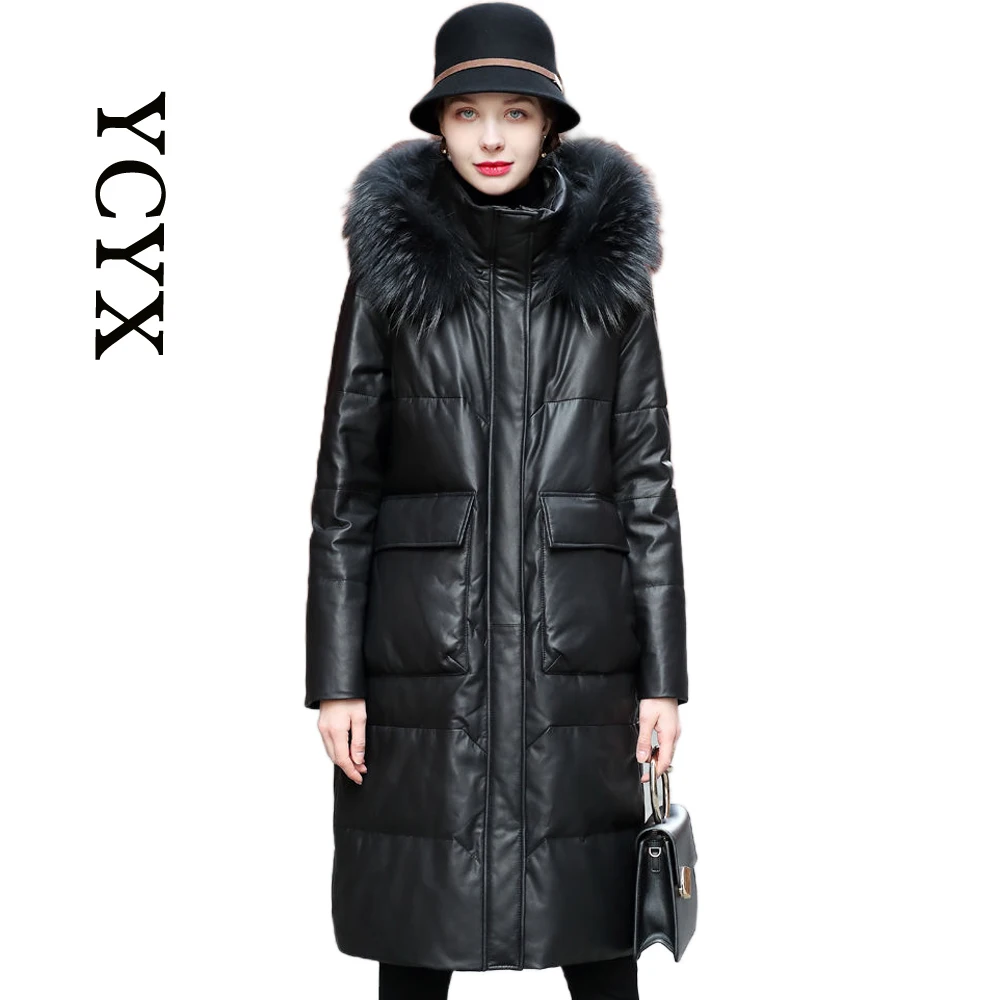 

YCYX Women's Down Jacket Long Winter 2023 New Oversized Warm Thick Casual Coat Female Pu Leather Coat Loose Down Parkas YCYX214