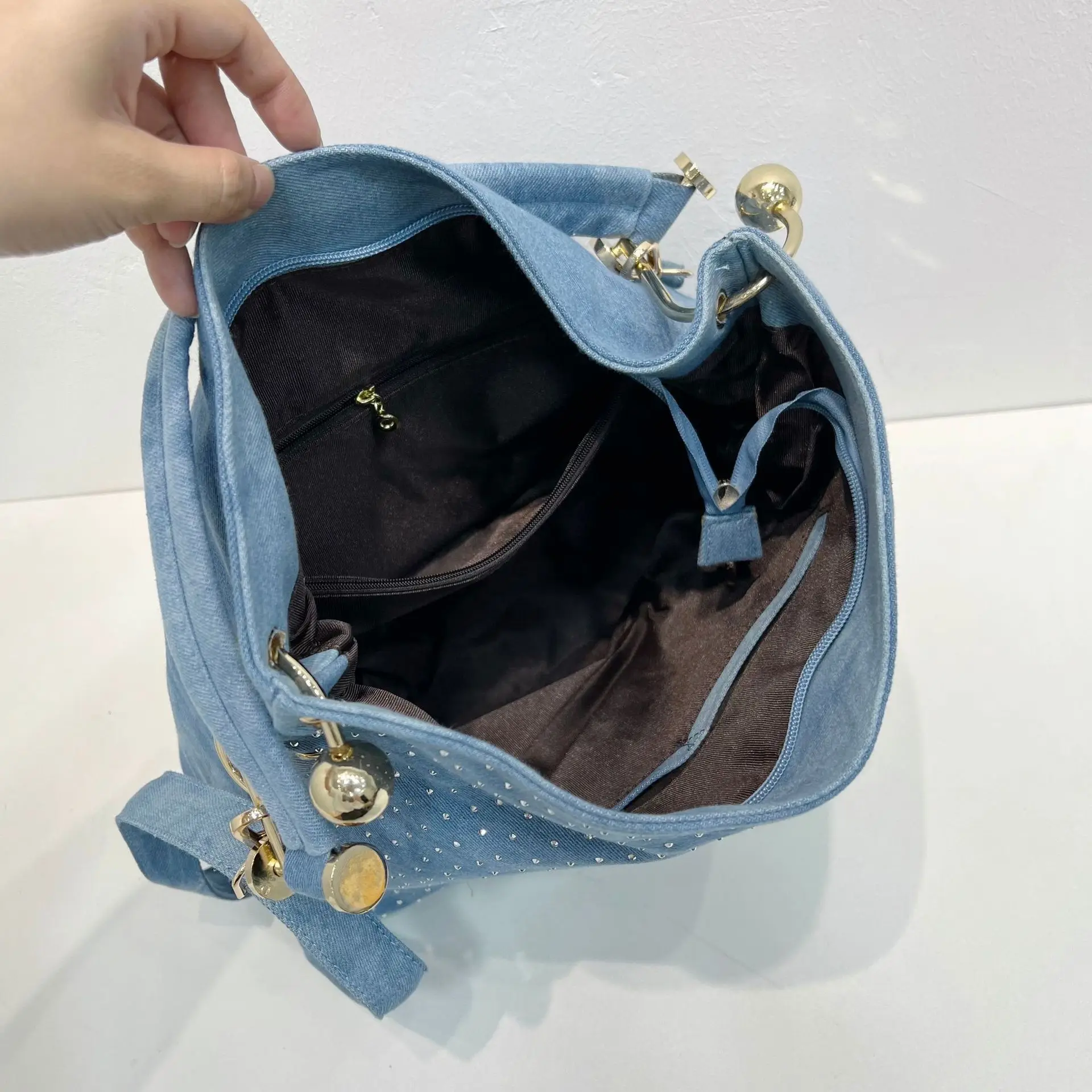 Washed Canvas Bag Embroidered Portable Woman Luxury Famous Designer Bag Retro Vintage Tote High Capacity Shoulder Bag Tote Bag