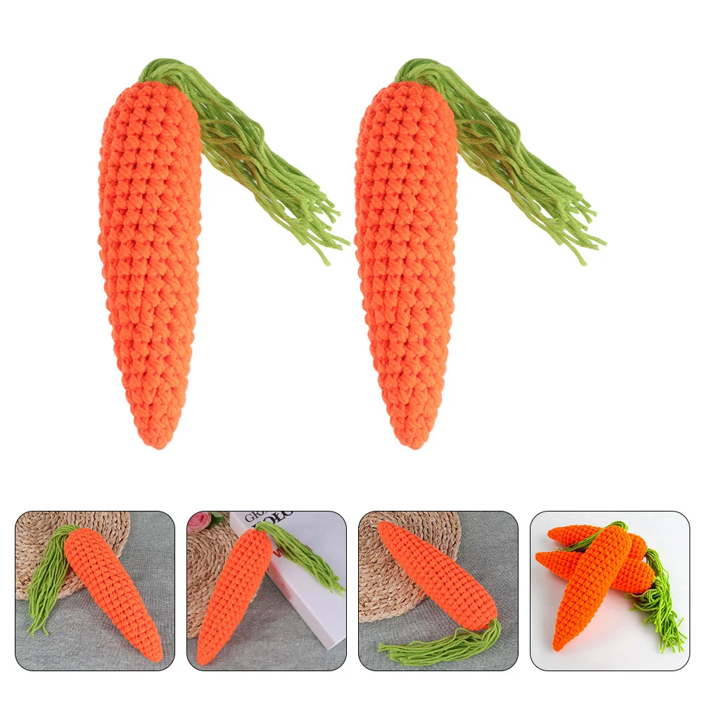

2pcs Desktop Carrot Hairband Crochet Crochet Vegetable Decor Party Knitted Carrot