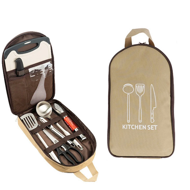 

Tool Tongs Skewers Tools Steel Set Barbecue Fork Camping Tools Spatula Bag Stainless 8pcs/set Brush Outdoor Cooking Set