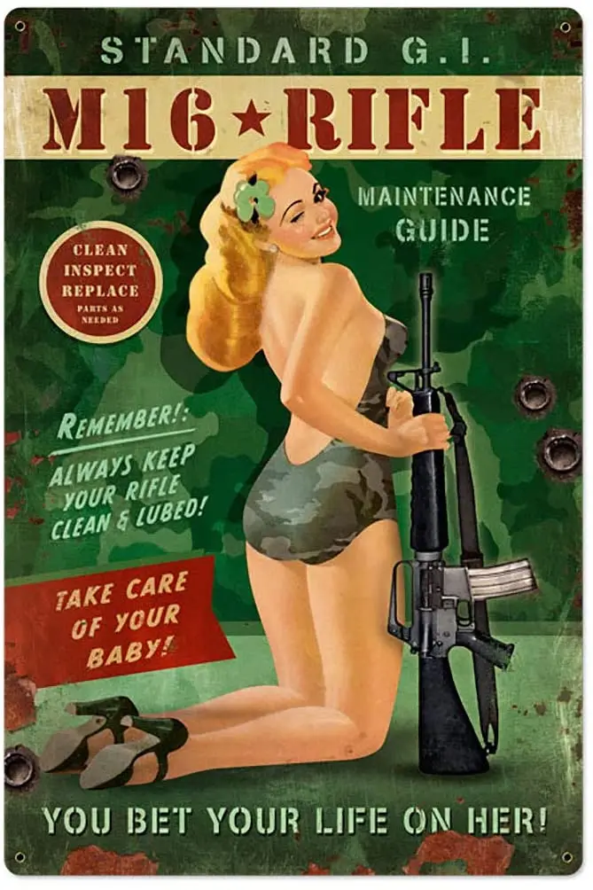 

M16 Rifle Army Military Pin Up Tin Signs Vintage Decor for Bars,Diner,Cafes Pubs Garage Home Wall Art Poster Metal Plaques