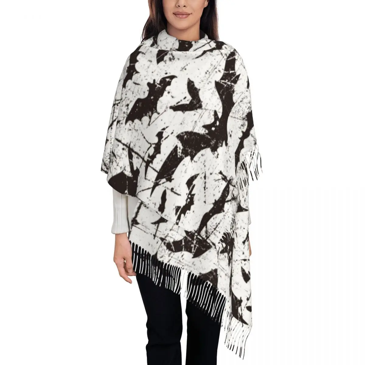 Хэллоуин летучие мыши шаль палантины для женщин Зимний теплый длинный мягкий