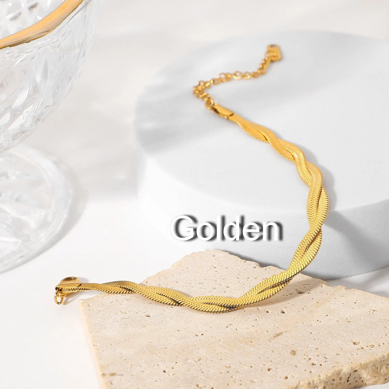 Классический браслет из нержавеющей стали с 18-каратным позолотой двухрядный