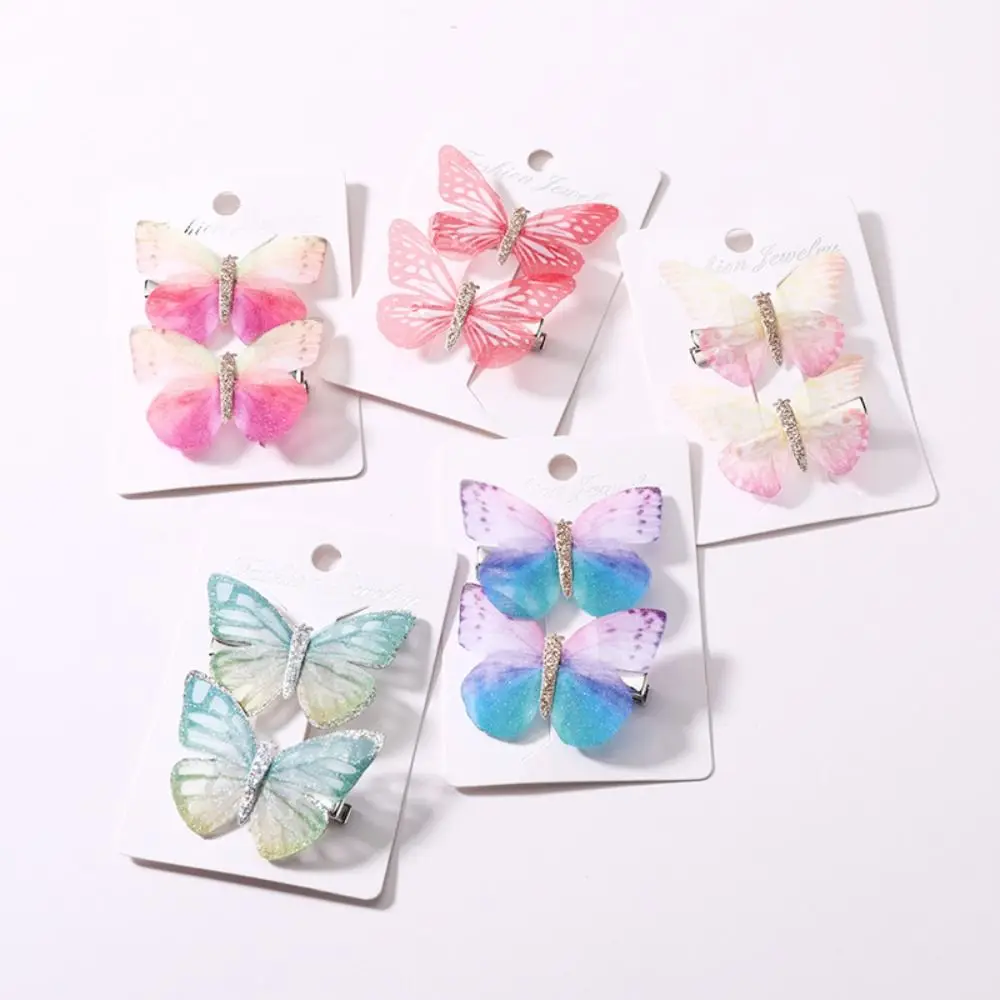 

3 pair Fashion Butterfly Hair Clip Hair Hairgrips Beautiful Rhinestones Hairpin Elegant Headwear Children