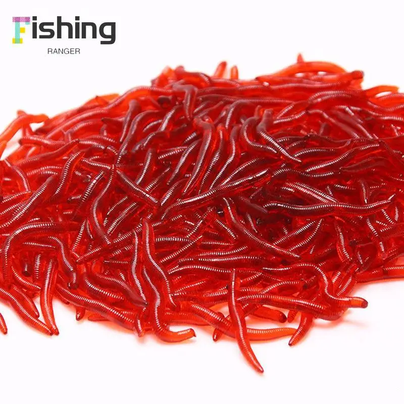 

100Pcs Silicone Red Worm Soft Lures Earthworm Rubber Baits Shrimp Bass Carp