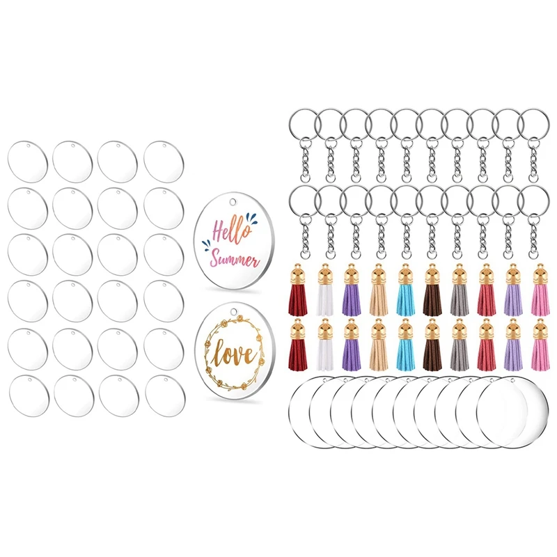 

1 Set Acrylic Keychain Making Kit Clear & 1 Set Clear Keychains Acrylic Blanks Keychain Bulk