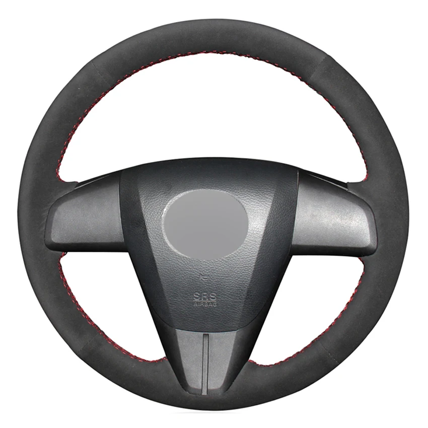 

Black Faux Suede Hand-stitched Car Steering Wheel Cover for Mazda 3 Axela Mazda 5 Mazda 6 CX-7 CX-9 MAZDA SPEED3 (US) 2010-2013