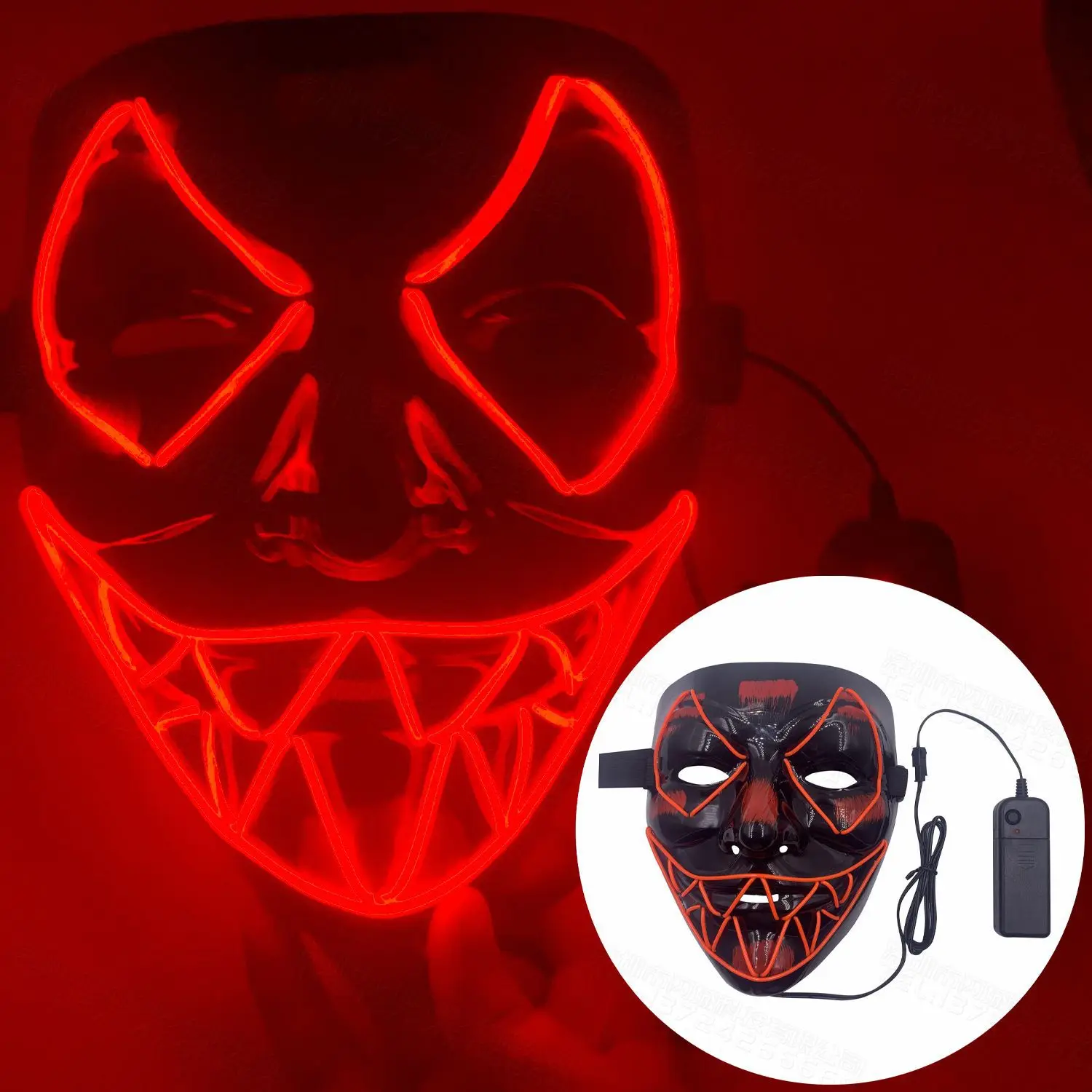 

Cosplay Props Funny Masks Light Up Purge Mask Neon Led Purge Halloween Masquerade Party LED Face Mask For Children Men Women New