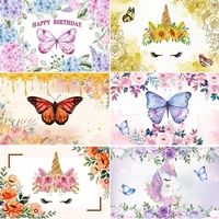 butterfly princess flowers birthday party decoration backdrop baby shower hanging flag photographic backgrounds for photo studio