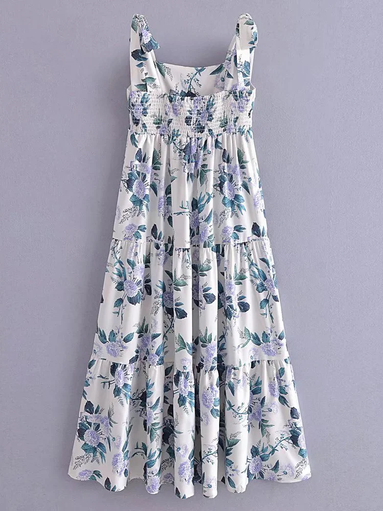 

Trendeez Casual Floral Square Collar Midi Dress