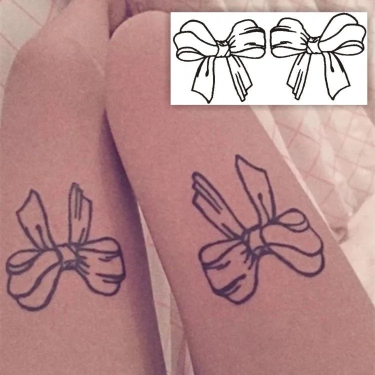 

Sdotter Black Cute Bowknot Temporary Tattoos For Women Arm Thigh Body Art Fake Tatoo Stickers Waterproof Sexy Flash Decals Tatoo