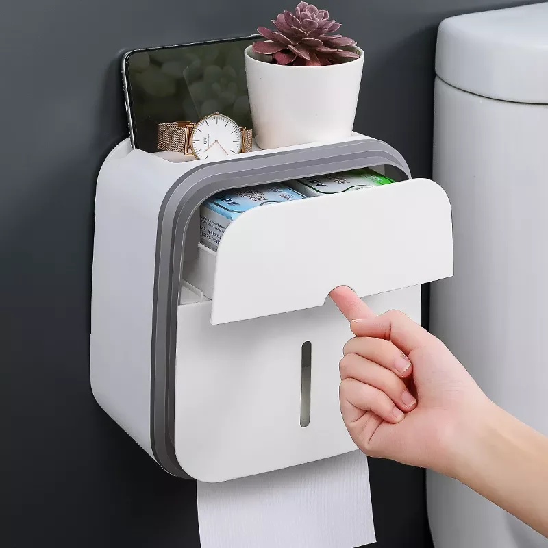 

GURET Portable Toilet Paper Holder For Toilet Wall Mounted Wc Roll Paper Stand Case Tube Storage Box Home Bathroom Accessories