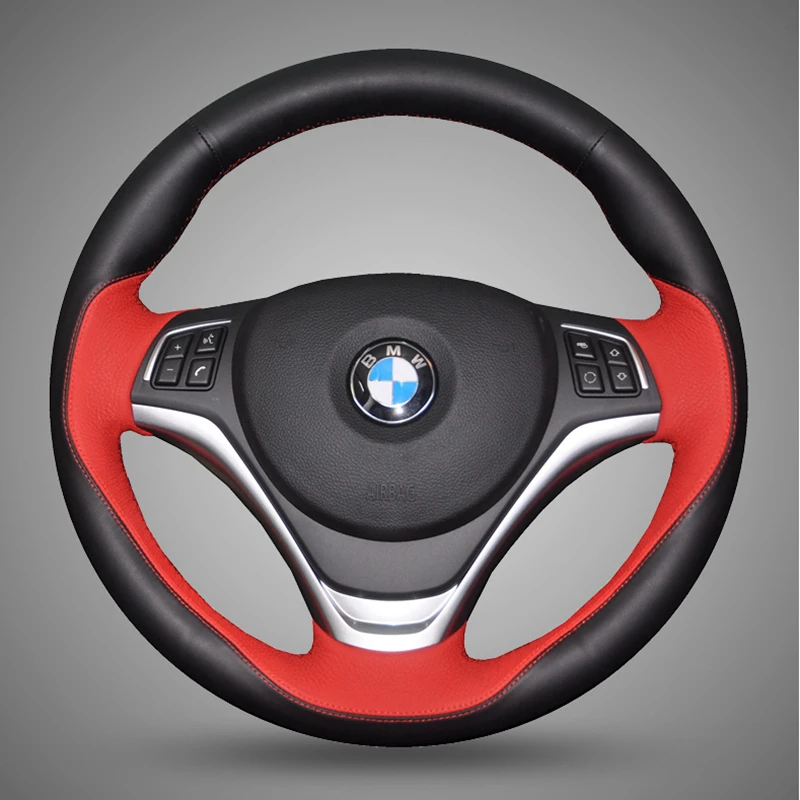 

Car Steering Wheel Cover Black Braiding Hand Sewing Comfortable Genuine Leather For BMW E90 E91 E92 E93 E87 E81 E82 E88 X1 E84