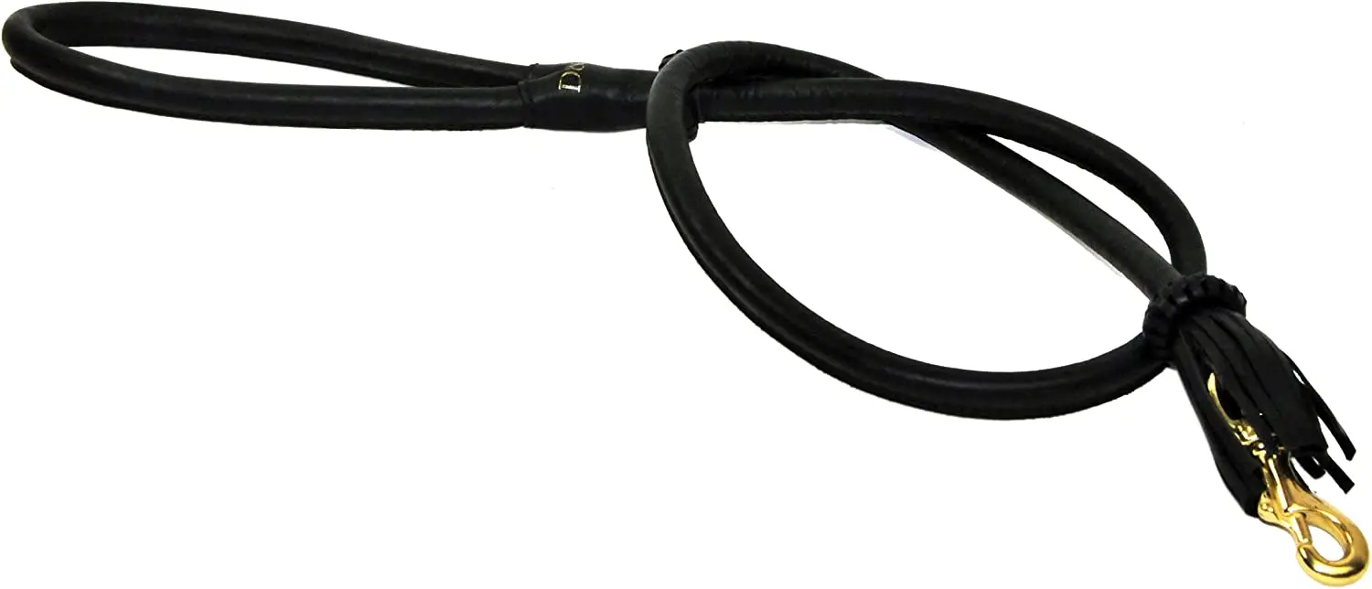 

Dean and Tyler Tamed Beauty Rounded Dog Leash, Black 2-Feet by 1/2-Inch Diameter With Tassels And Solid Brass Hardware.