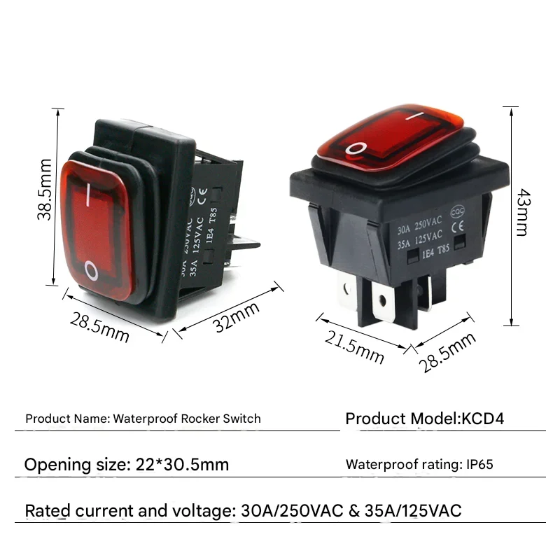 1PCSON OFF KCD4 водонепроницаемый и маслостойкий переключатель четыре фута 2 файла
