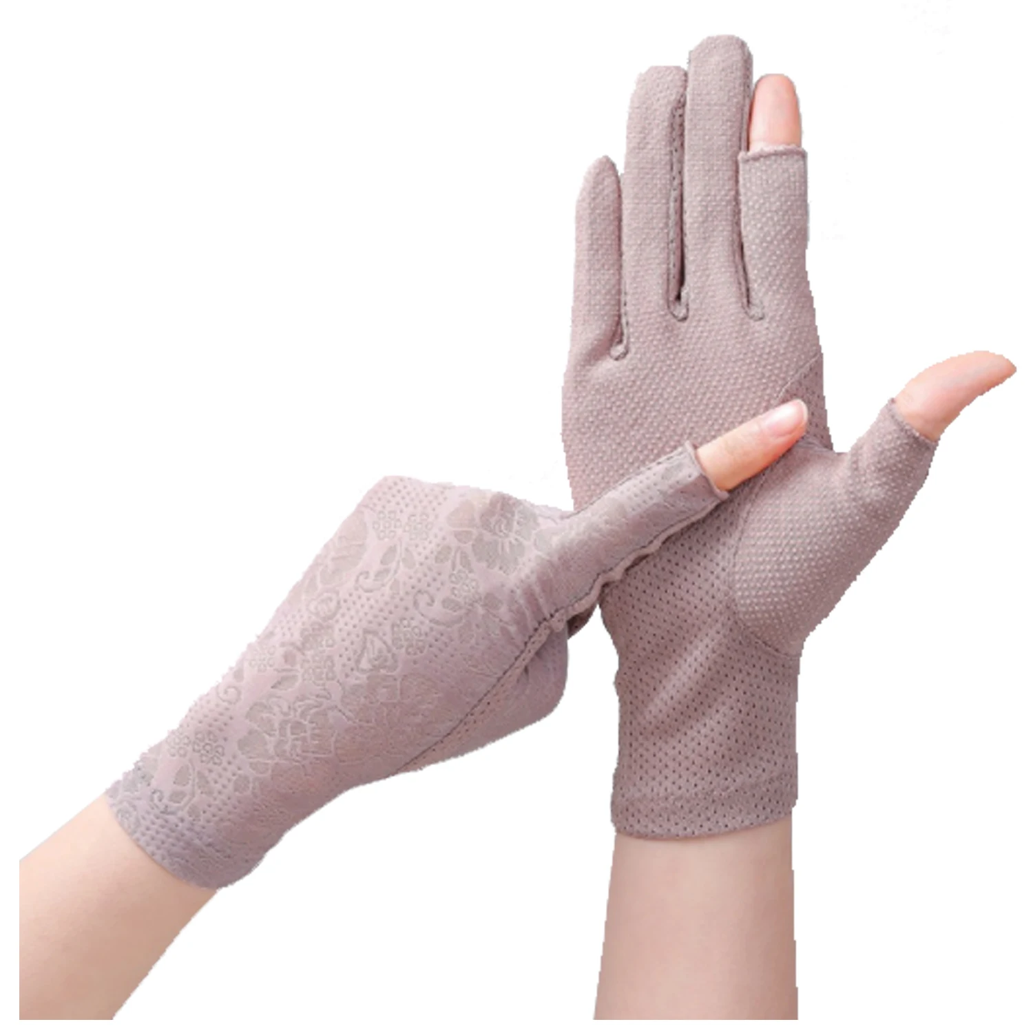 

Сексуальные кружевные солнцезащитные шелковые перчатки, женские летние весенние однотонные перчатки с защитой от УФ-лучей для вождения, перчатки с открытыми пальцами для сенсорного экрана