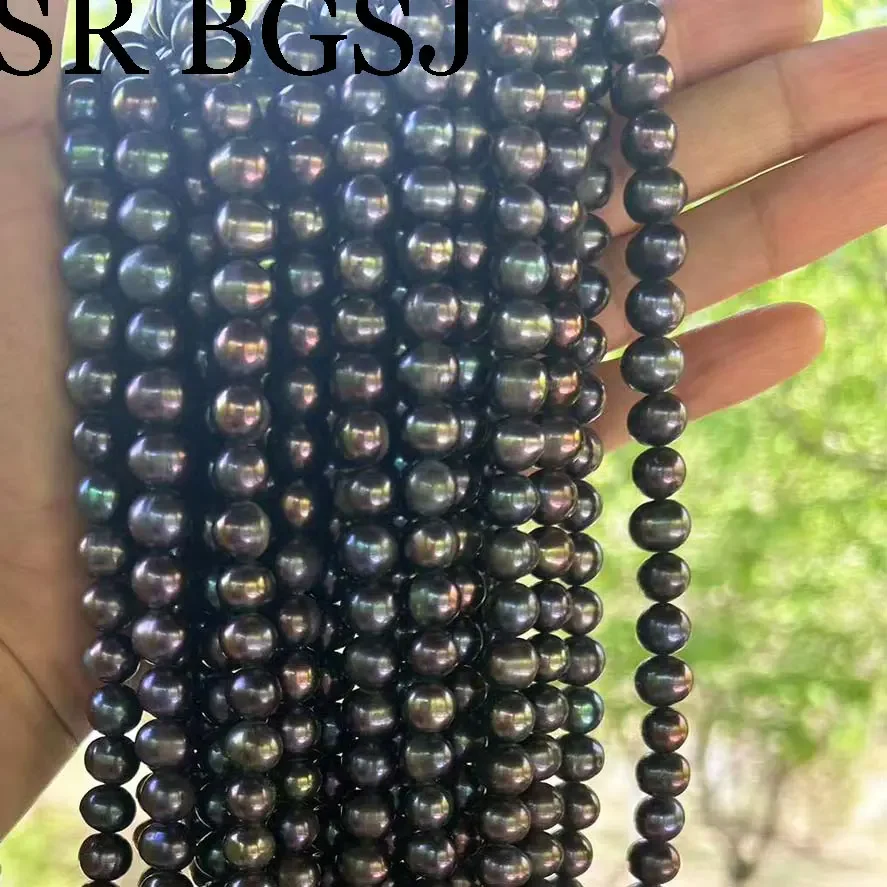 Бусины из пресноводного жемчуга почти круглые натуральные бусины A + черного