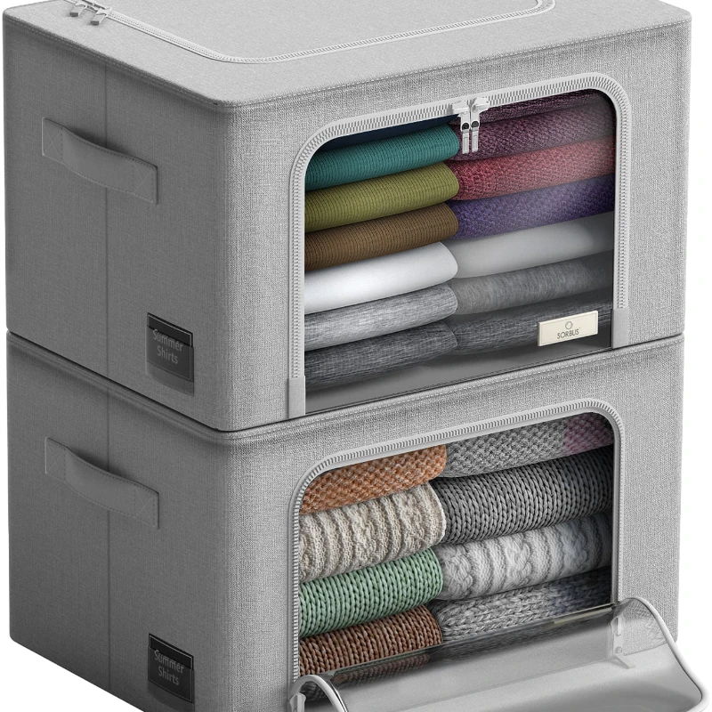 

Storage Box with Window, Gray-2 Pack