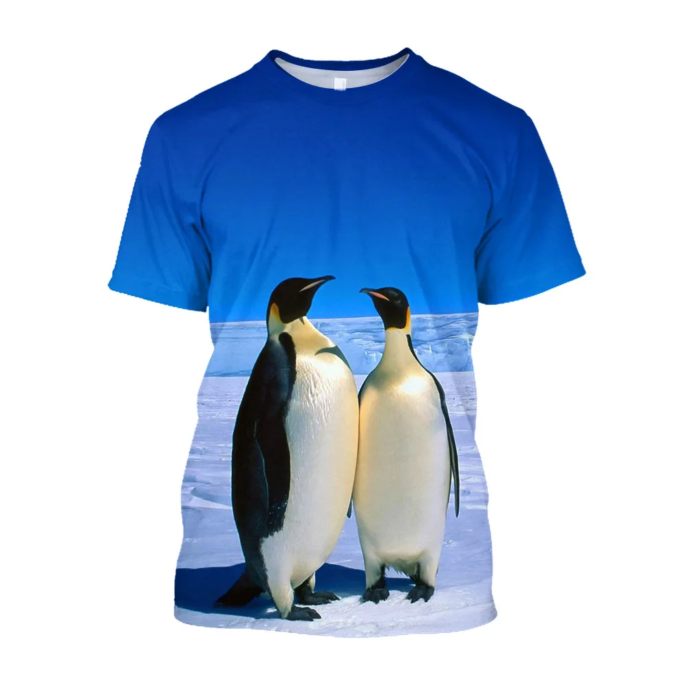 

Футболки с 3d-рисунком с изображением антарктических пингвинов, футболка с рисунком в виде животных для мужчин, Корейская уличная одежда, футболка с рисунком